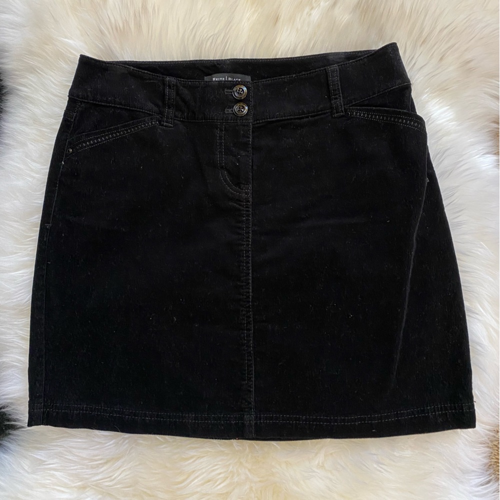 WHBM Black Corduroy Skirt, Size 2